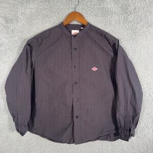 Danton Women's Size 36 Gingham Band Collar Long-Sleeve Shirt